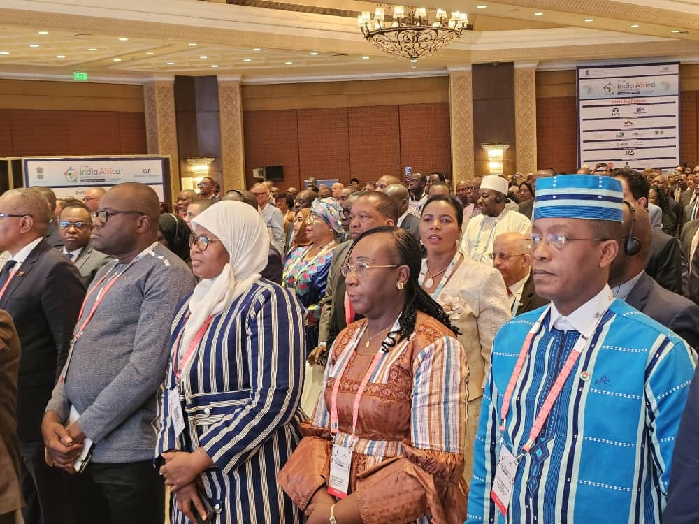 Sommet Inde-Afrique, Une vue partielle de la délégation du Burkina Faso dans la salle de conférence.