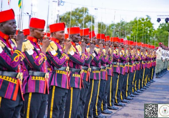 La 25ᵉ promotion des Élèves-Officiers d’Active de l’Académie militaire Georges-Namoano (AMGN).